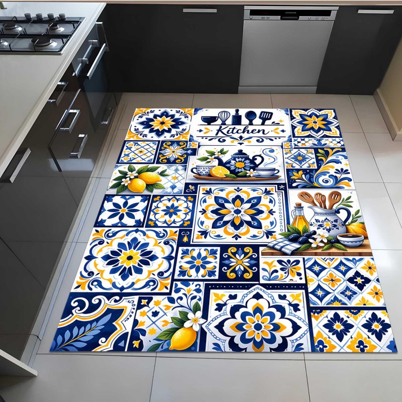 Commercial Kitchen Tile Flooring - Tappeto da cucina con mosaico mediterraneo,